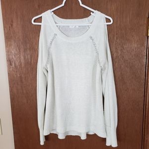 Embellished cold shoulder sweater